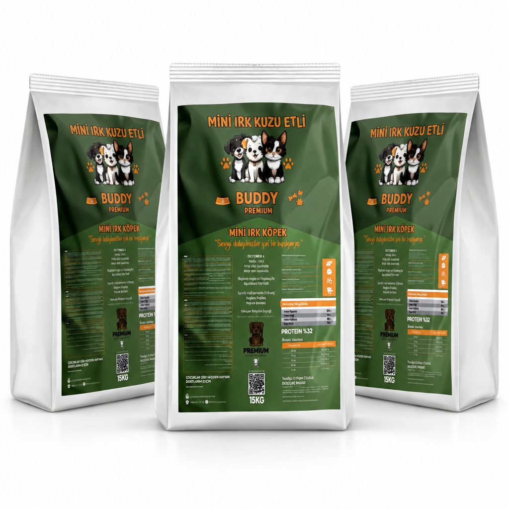 Buddy Premium Mini Irk Kuzu Etli Köpek Maması 3'lü Paket