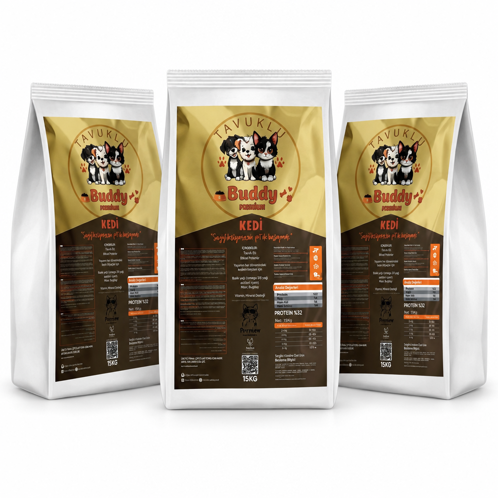 Buddy Premium Tavuklu Kedi Maması 3'lü Paket